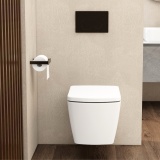 Imex Matt Black Round Button Mechanical Dual Flush Plate Lifestyle